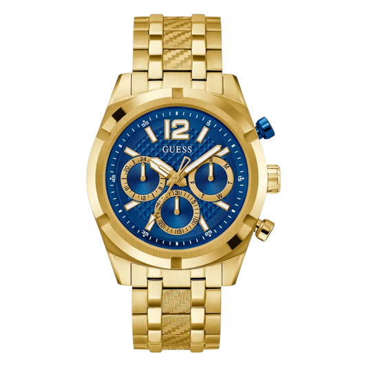 Reloj Guess Resistance para hombre - 44 mm, dorado y azul (GW0714G2)