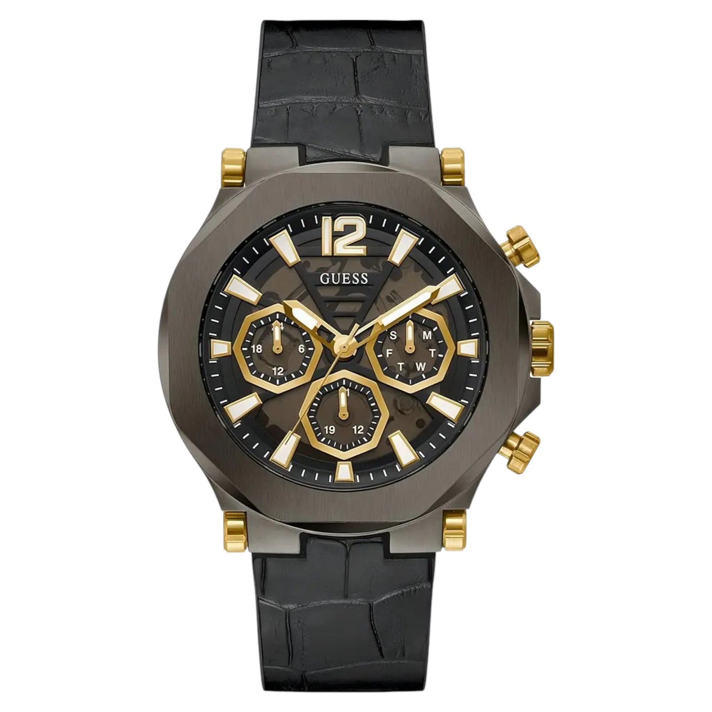 Reloj Guess Edge para hombre - 48 mm, negro y dorado (GW0492G1)