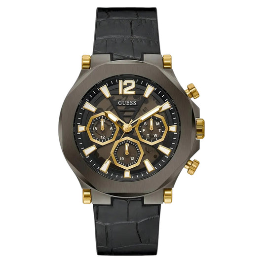 Reloj Guess Edge para hombre - 48 mm, negro y dorado (GW0492G1)