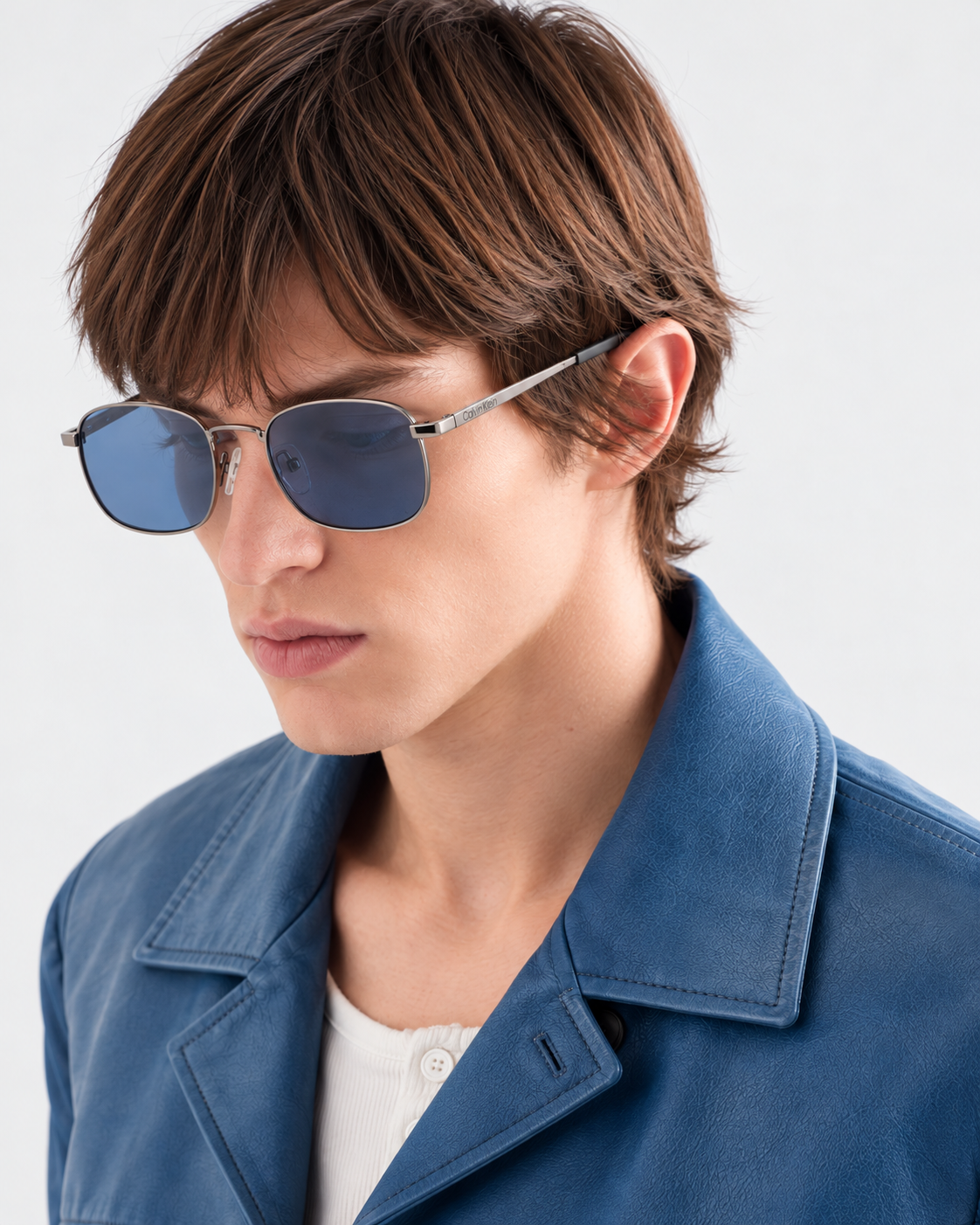 Calvin Klein Gafas de sol cuadradas grises para hombre CK20122SN-008